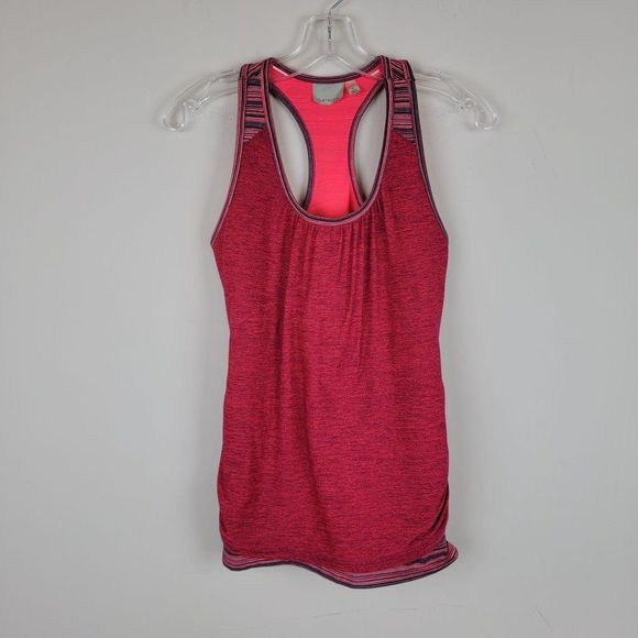 Athleta Red Racerback Double Layered Built-In Bra Rushing Sides Tank Top Size M - Picture 1 of 13